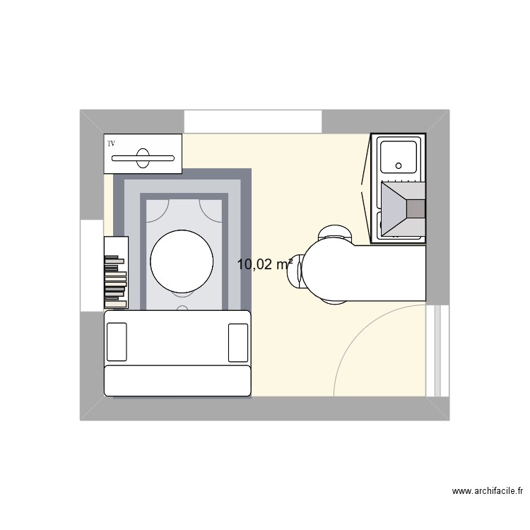 nico. Plan de 1 pièce et 10 m2