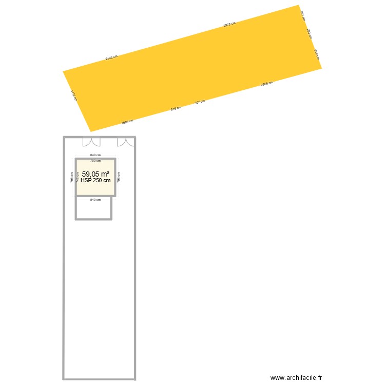 cadastre. Plan de 1 pièce et 59 m2