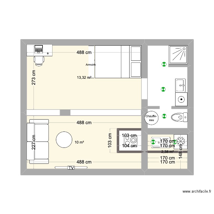 STEPHANE ROBERT. Plan de 3 pièces et 26 m2