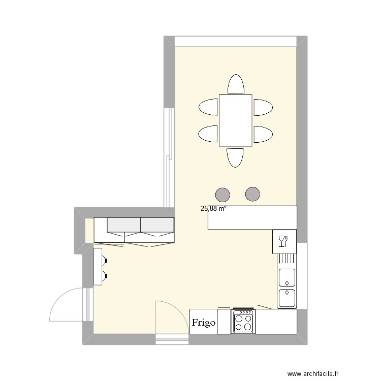 cuisine Veldlaan. Plan de 1 pièce et 26 m2