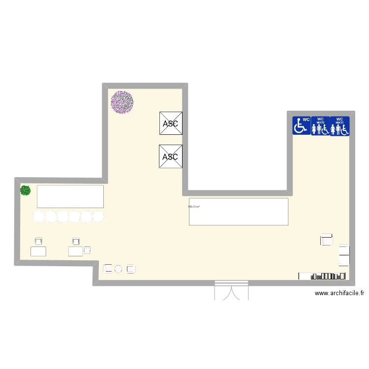 Hall . Plan de 1 pièce et 141 m2