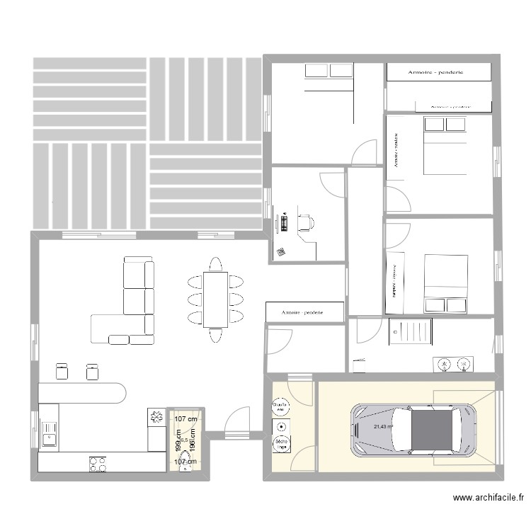 cr2. Plan de 2 pièces et 24 m2