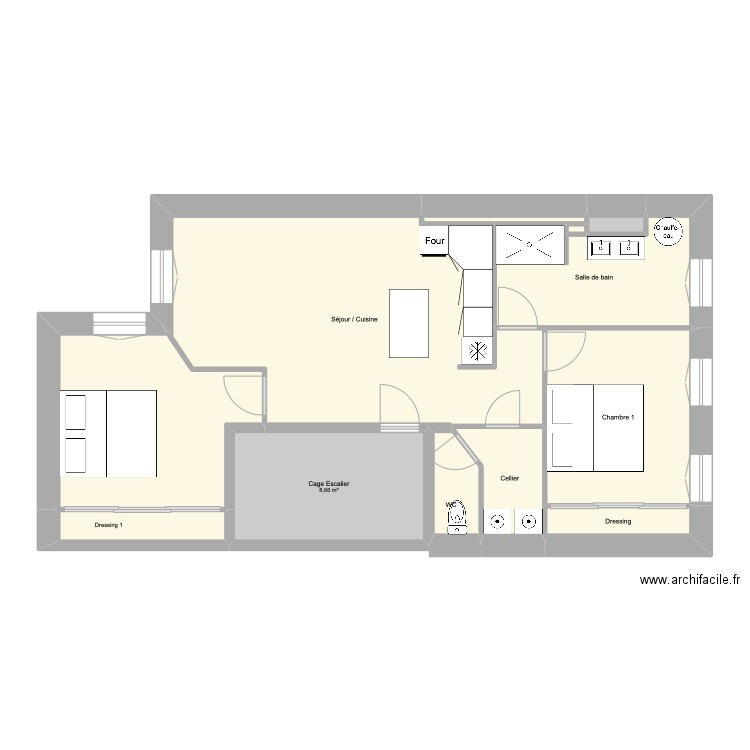 Jerome Auch Projet 2 eme étage modification2 electricité. Plan de 12 pièces et 76 m2