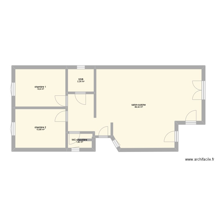 maison blordière. Plan de 5 pièces et 73 m2