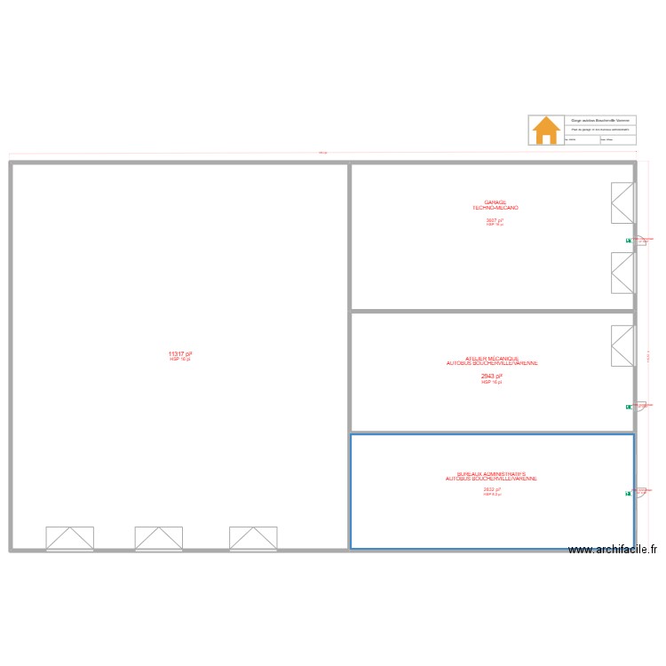 Garge autobus Boucherville Varenne. Plan de 4 pièces et 1923 m2