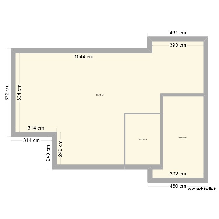 jjjj. Plan de 3 pièces et 120 m2