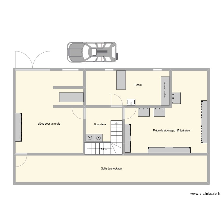 sous-sol clinique. Plan de 6 pièces et 98 m2