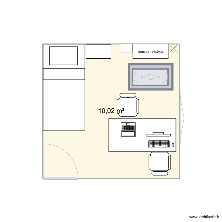 Chambre Laïs. Plan de 1 pièce et 10 m2