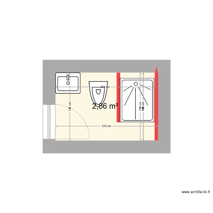 sdb rdc. Plan de 1 pièce et 3 m2