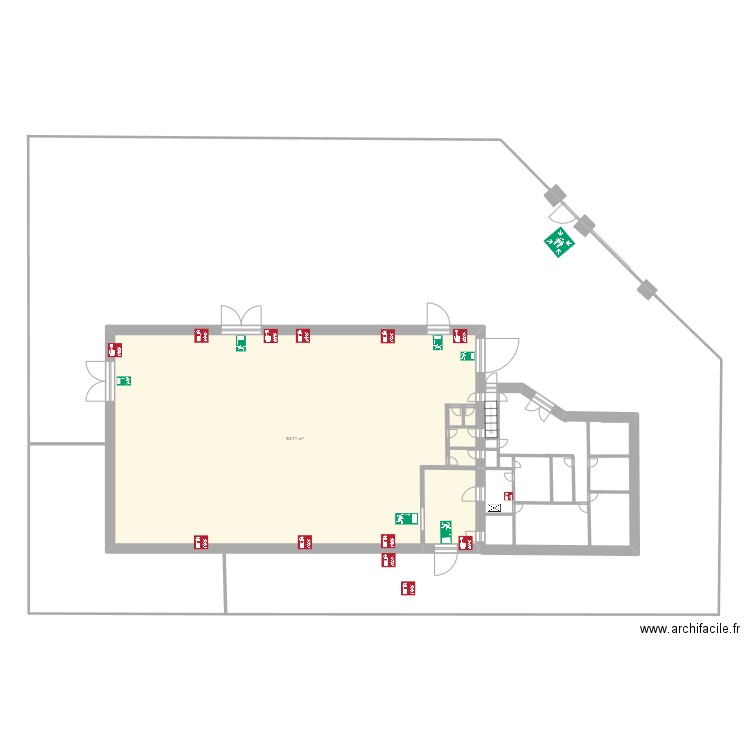 Plan d'evacuation gretz. Plan de 1 pièce et 94 m2