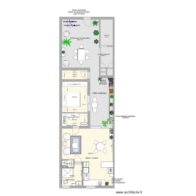 Villa La Cachette version 7. Plan de 9 pièces et 95 m2