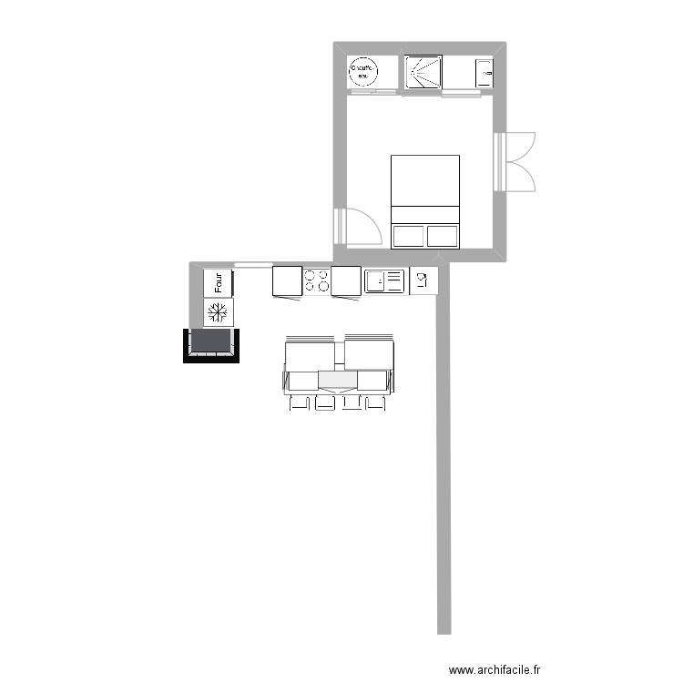 Chambre amis et cuisine. Plan de 0 pièce et 0 m2