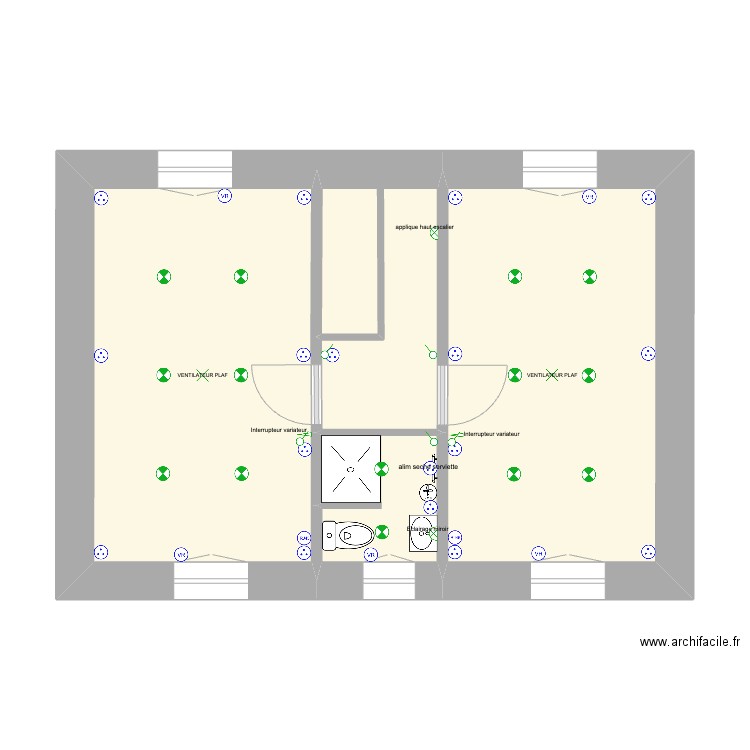 Etage Clavières. Plan de 4 pièces et 36 m2