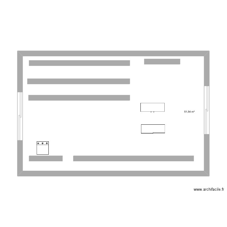 Carrefour . Plan de 1 pièce et 52 m2