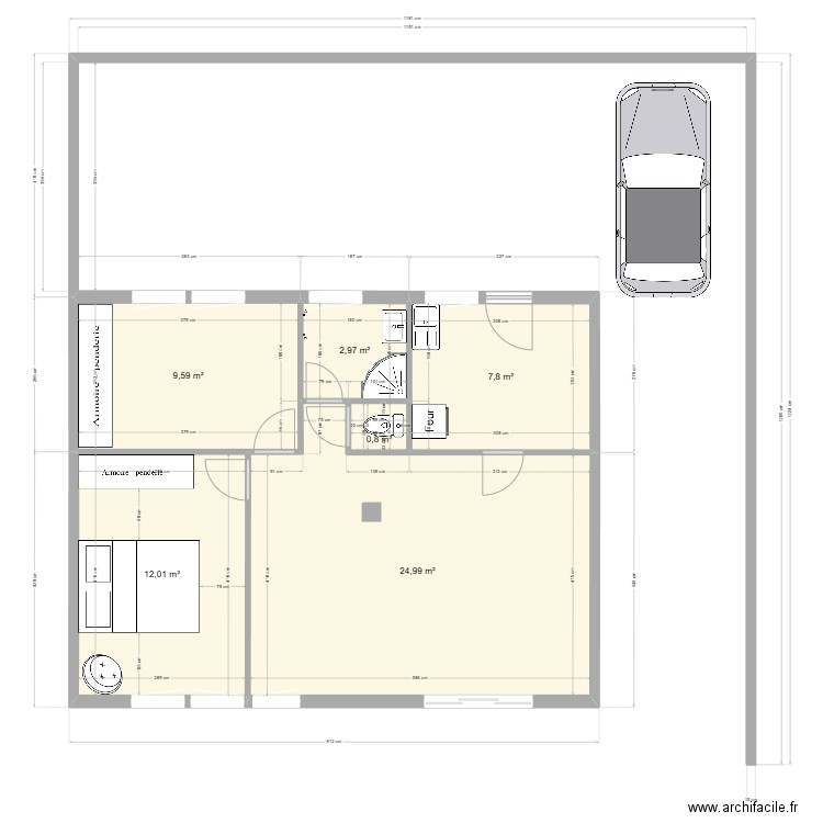 maison. Plan de 6 pièces et 58 m2