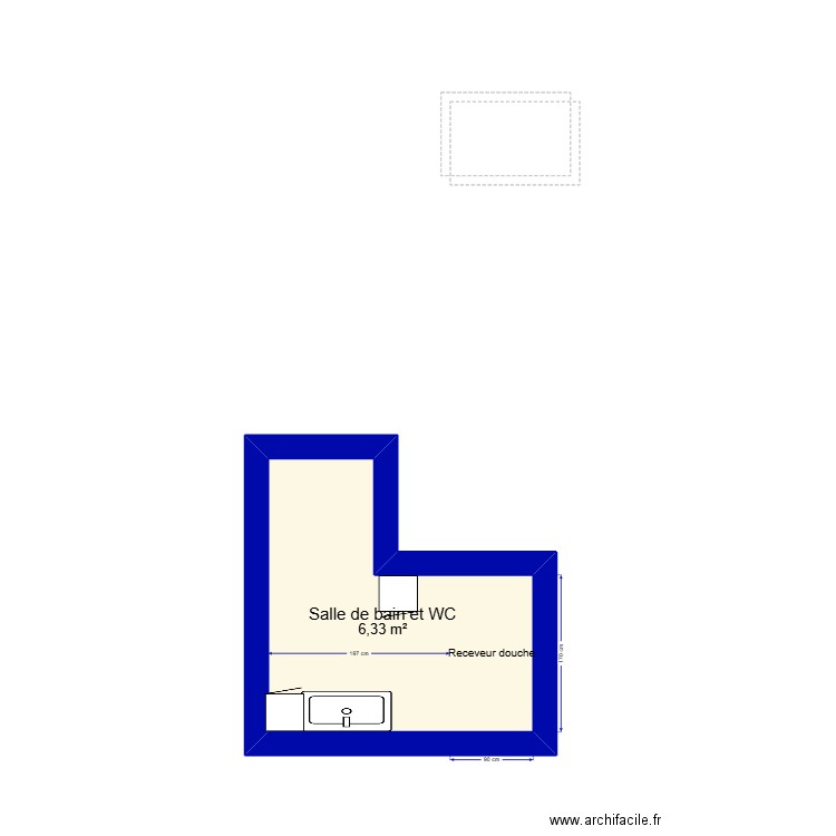 salle de bain Lille. Plan de 1 pièce et 6 m2