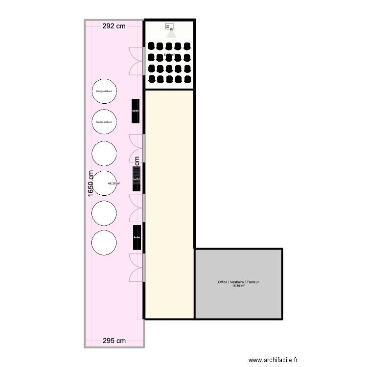 Plan Galerie historisque. Plan de 4 pièces et 101 m2