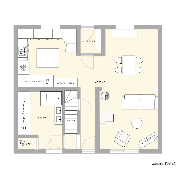 Maison chez moi plan 2. Plan de 5 pièces et 62 m2