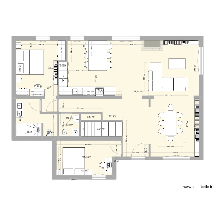 clem modif 3. Plan de 6 pièces et 106 m2