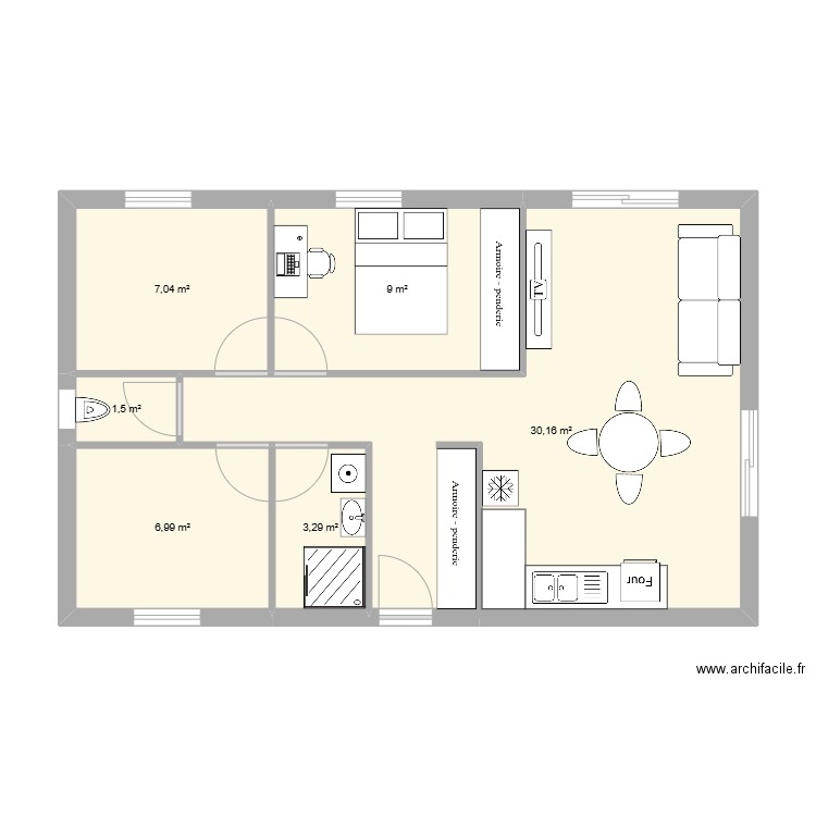 Test. Plan de 6 pièces et 58 m2