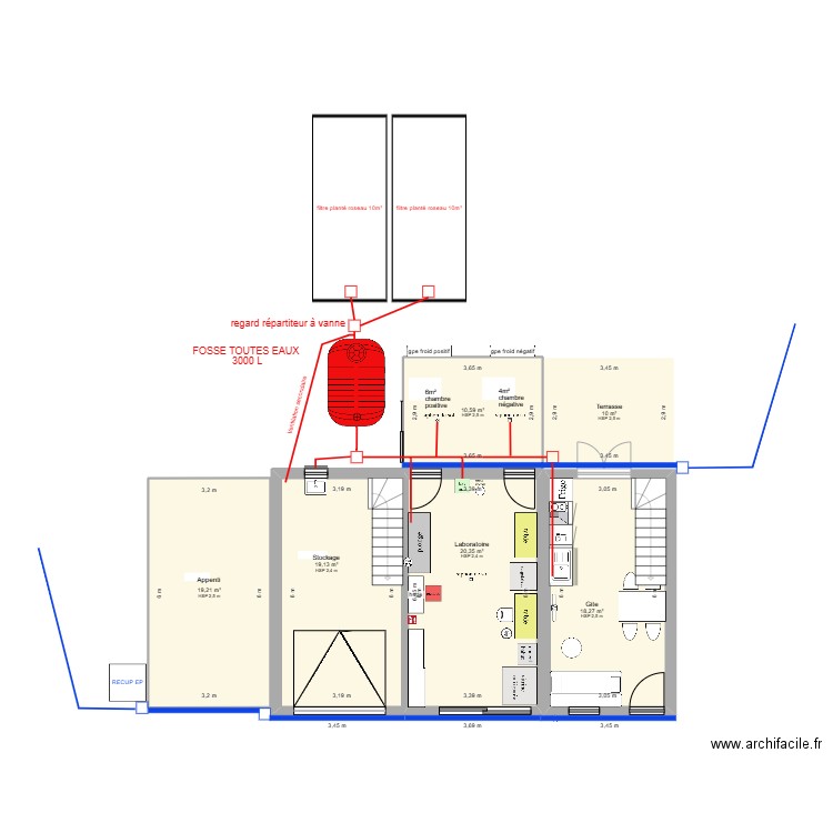 plan aménagement garage ANC. Plan de 6 pièces et 98 m2