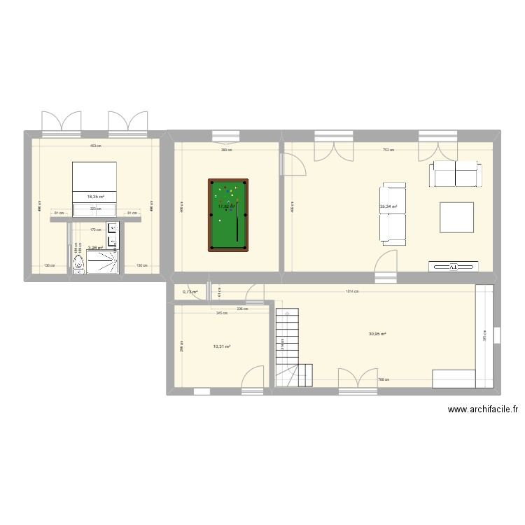 Maison salles rdc modif. Plan de 7 pièces et 117 m2