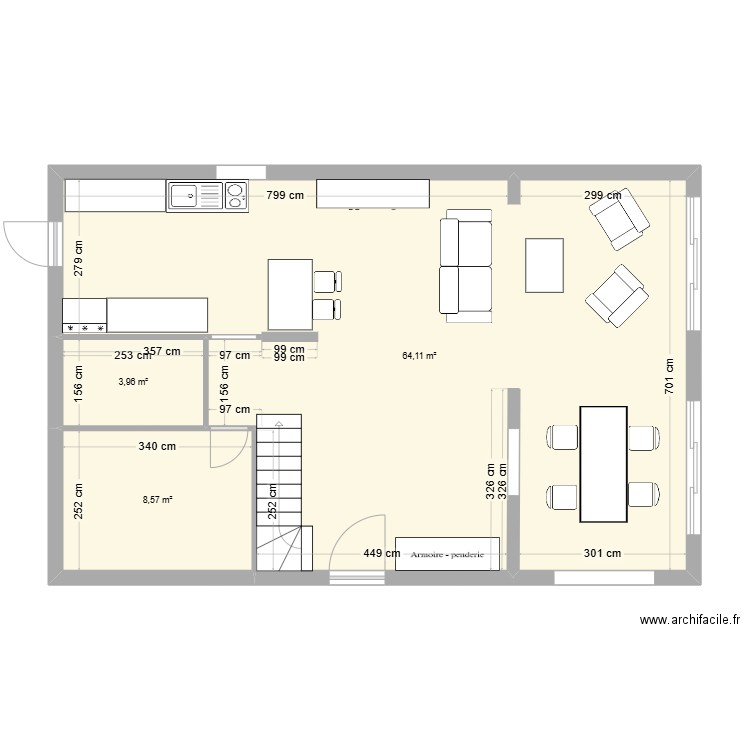 Maison St Malo v2. Plan de 3 pièces et 77 m2