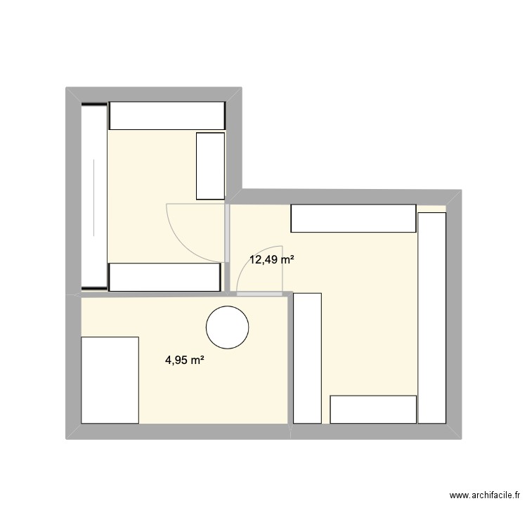 Ferme. Plan de 2 pièces et 17 m2