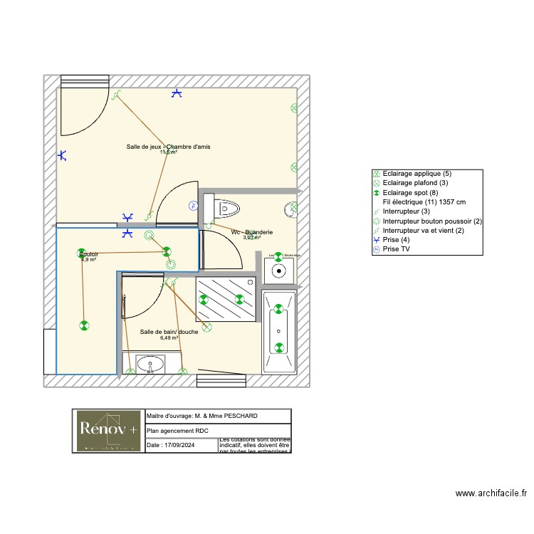 Plan electrique PESCHARD - Saint Germain d'Ectot. Plan de 4 pièces et 26 m2