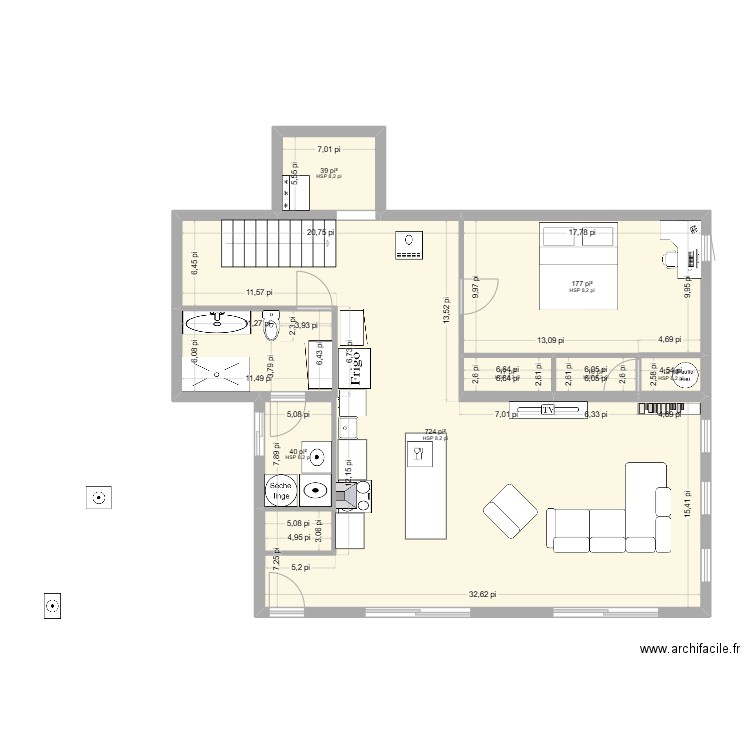 marilyn. Plan de 7 pièces et 95 m2