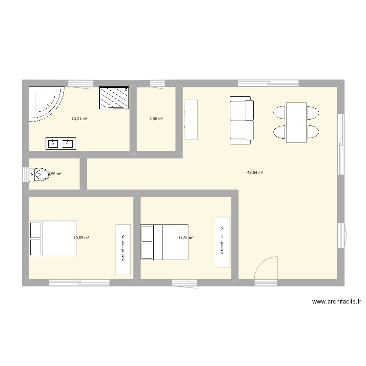 logan. Plan de 6 pièces et 86 m2