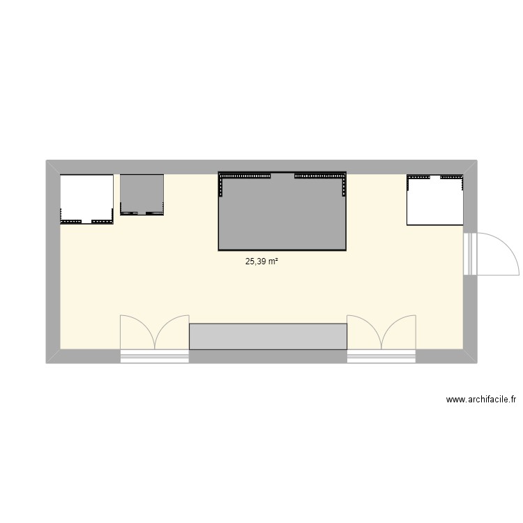 cuisson. Plan de 1 pièce et 25 m2