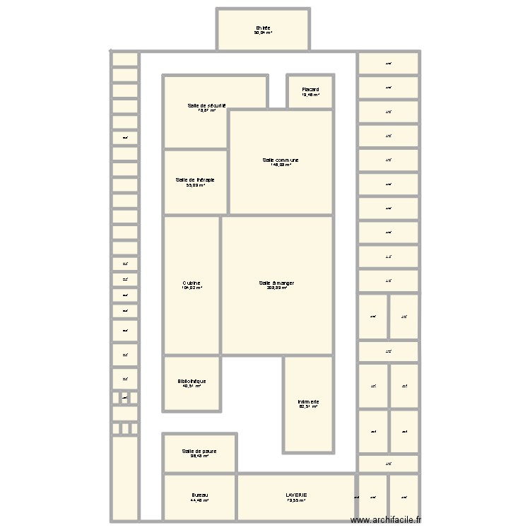 Alouette Institution. Plan de 61 pièces et 1417 m2