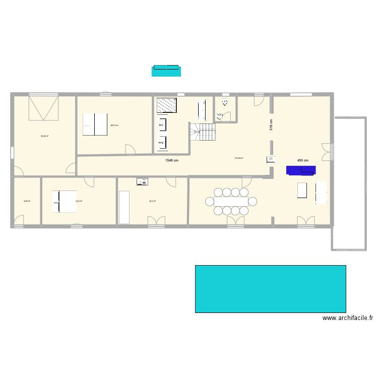 Base Projet 25. Plan de 7 pièces et 535 m2