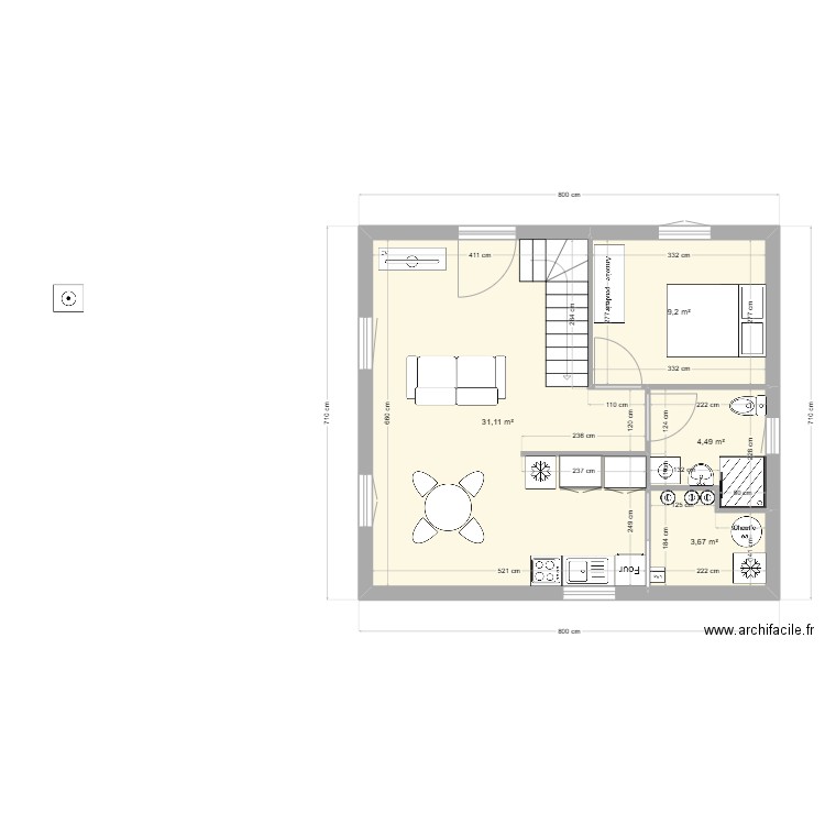 JULIA  MAISON 2 RDC. Plan de 4 pièces et 48 m2