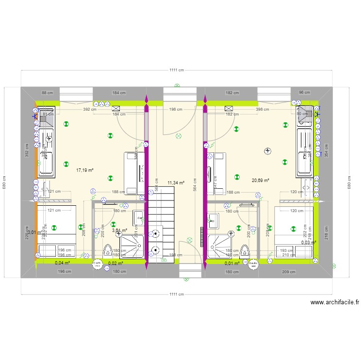 plan rez de chaussé immeuble bouresse. Plan de 9 pièces et 53 m2