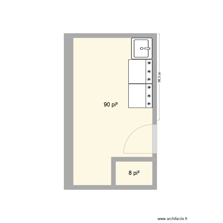 Salle lavage. Plan de 2 pièces et 9 m2