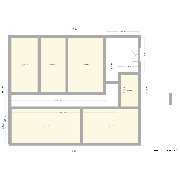 cabinet. Plan de 6 pièces et 100 m2