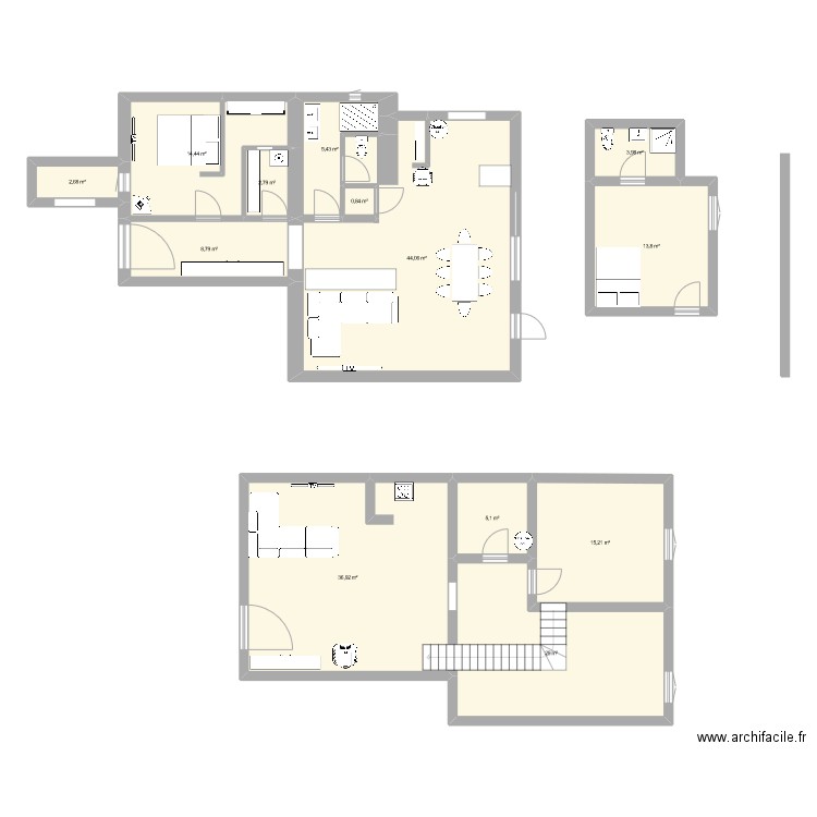 ferme bas. Plan de 13 pièces et 179 m2