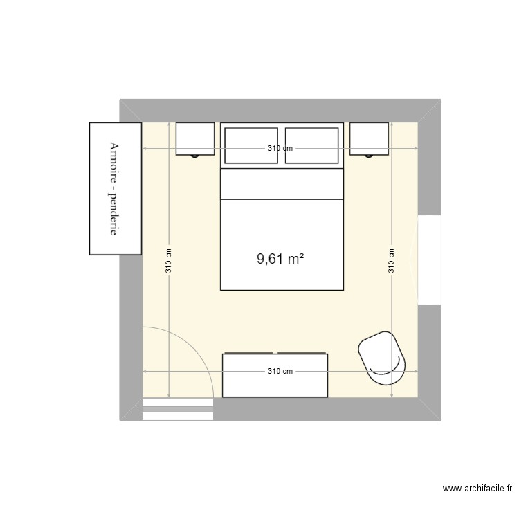 ARCON. Plan de 1 pièce et 10 m2