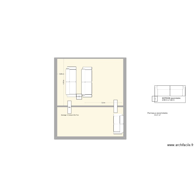 New HC_03. Plan de 1 pièce et 46 m2