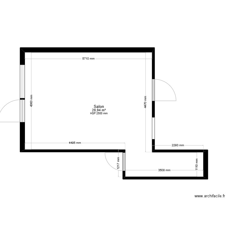 SALON. Plan de 1 pièce et 28 m2