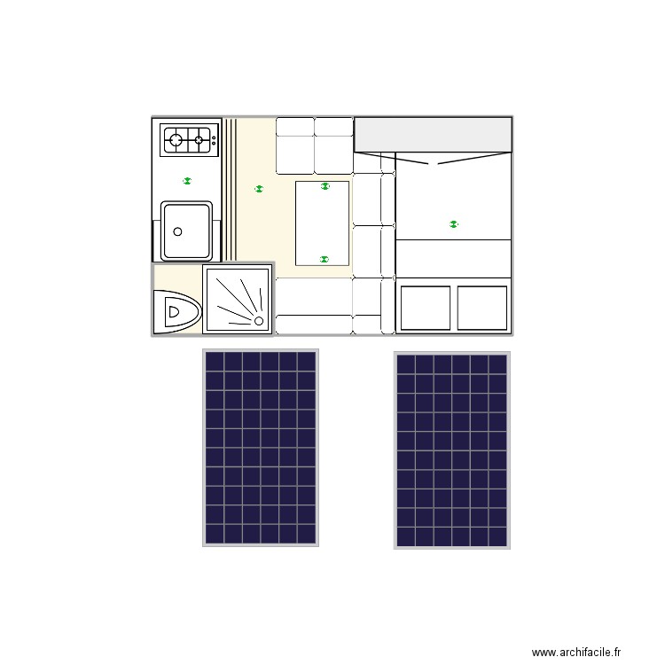 Fourgon. Plan de 2 pièces et 6 m2