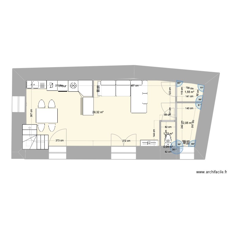 morelie 1. Plan de 5 pièces et 35 m2