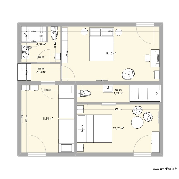 extension bouguenais. Plan de 6 pièces et 53 m2