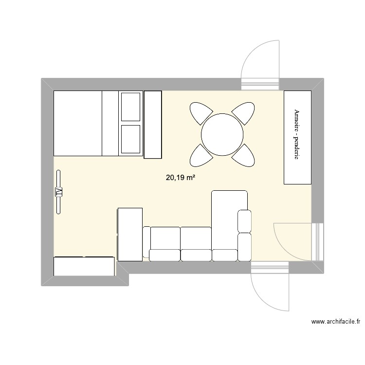 St Hubert. Plan de 1 pièce et 20 m2