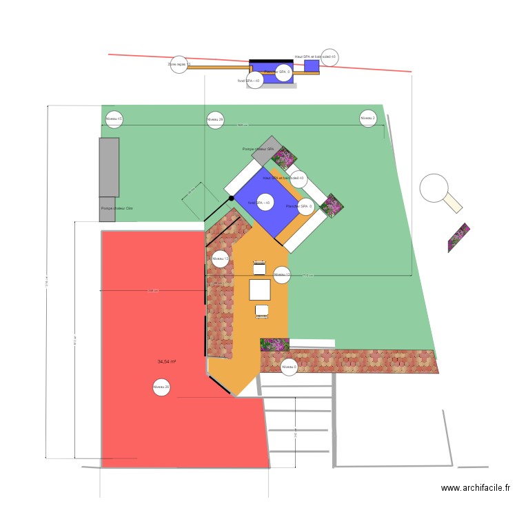 jardin vers 18 juillet v3. Plan de 1 pièce et 35 m2