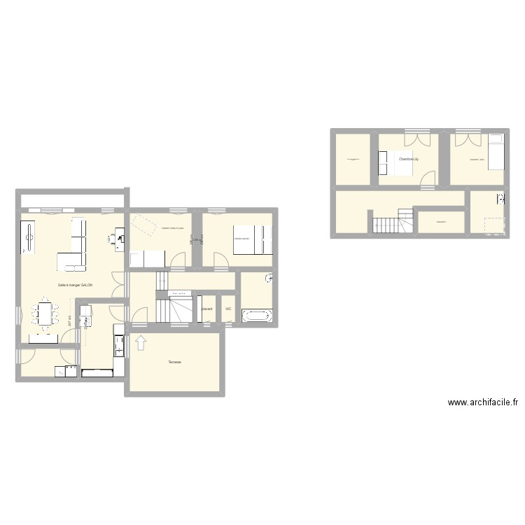 JUSTINE29. Plan de 16 pièces et 150 m2