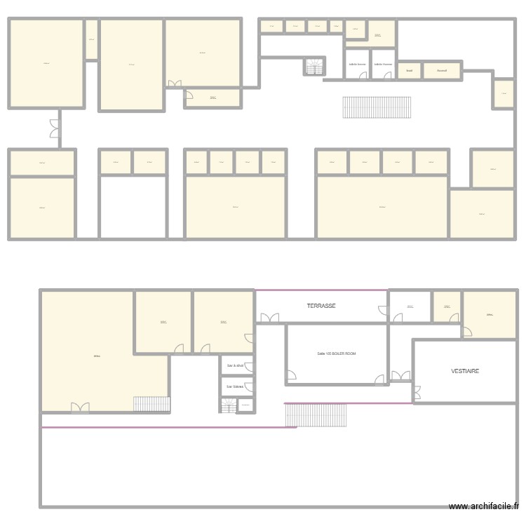 plan ecam soirée vendredi. Plan de 46 pièces et 1277 m2