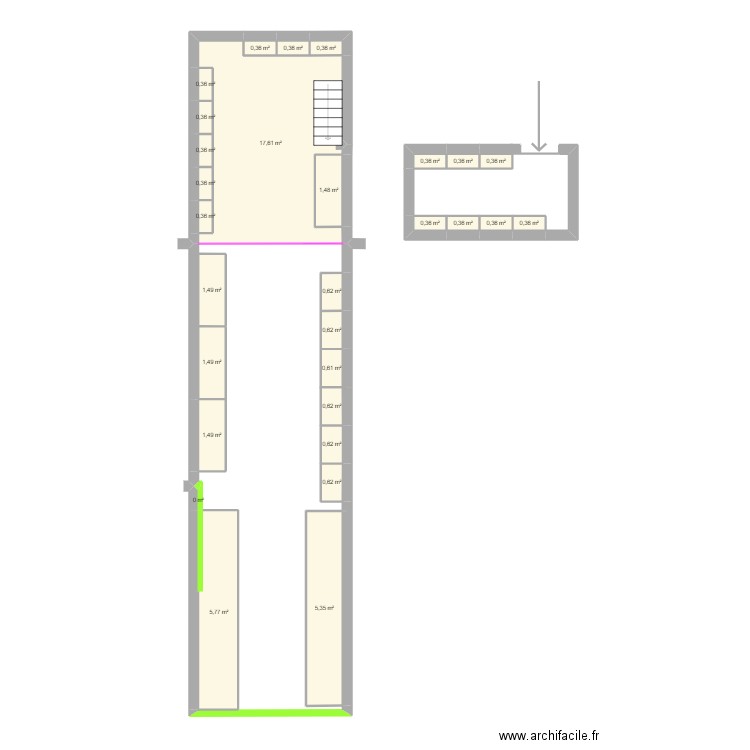 Projet local ADF + HYD. Plan de 29 pièces et 44 m2